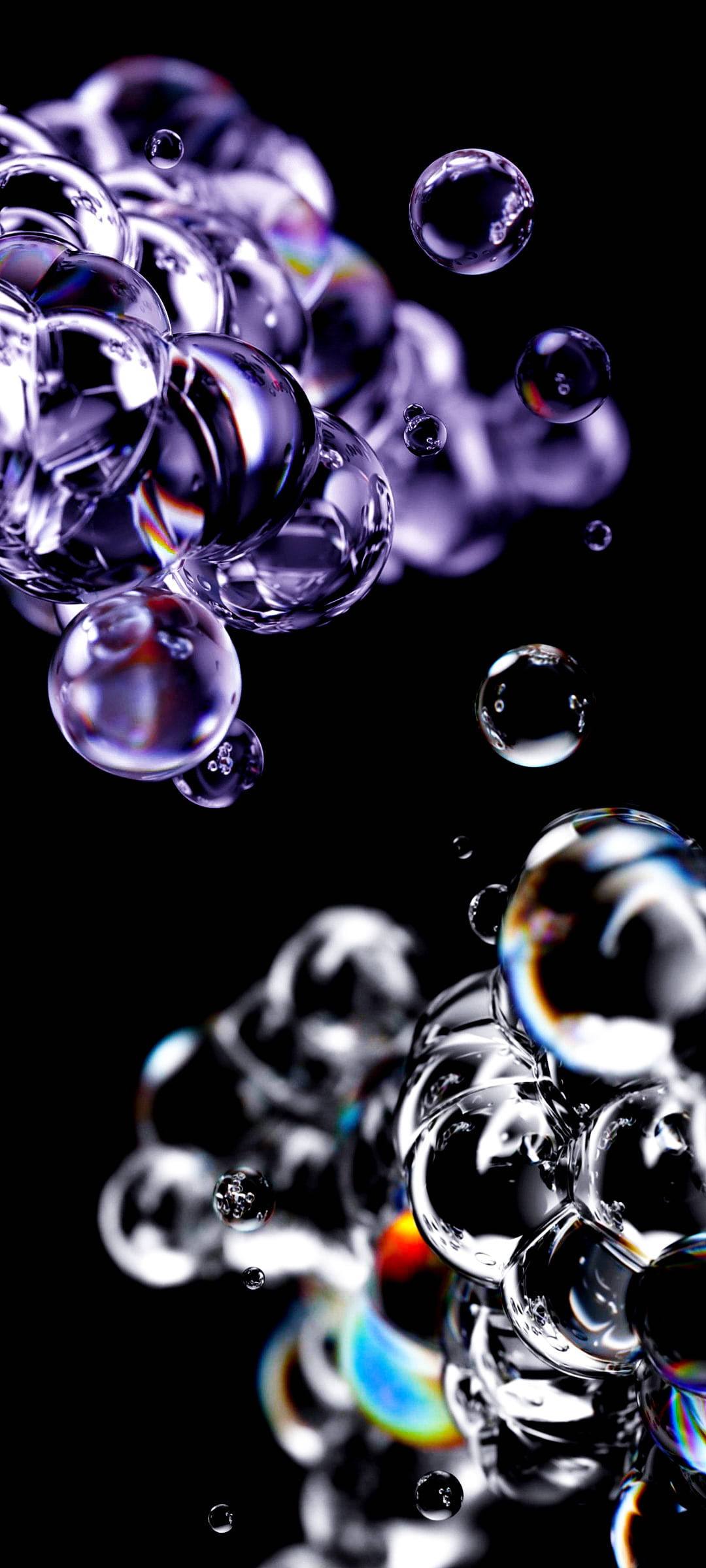 Samsung S20 Fe, water bubbles, deep black background, Full HD Phone Wallpaper