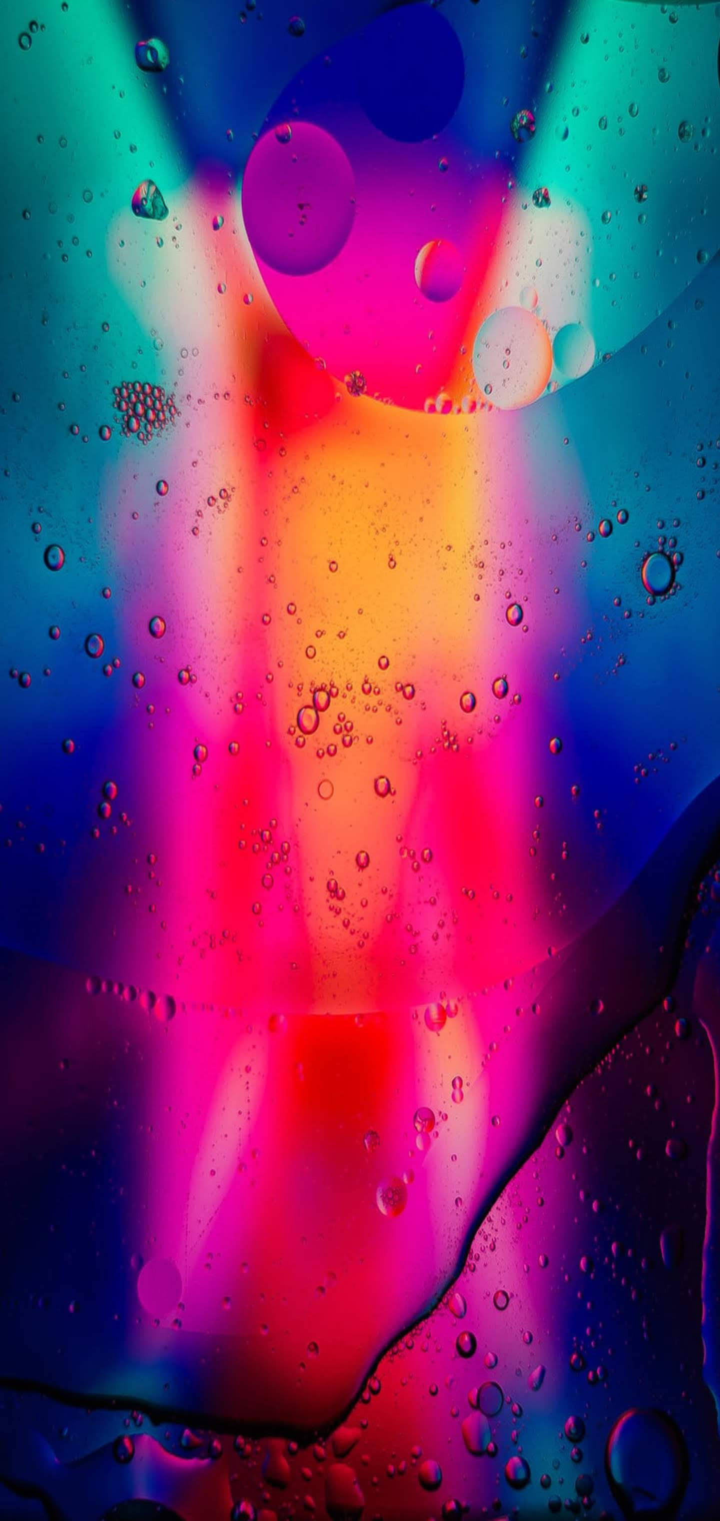 Samsung S20 Fe, neon oil droplets, water, 2K Phone Wallpaper