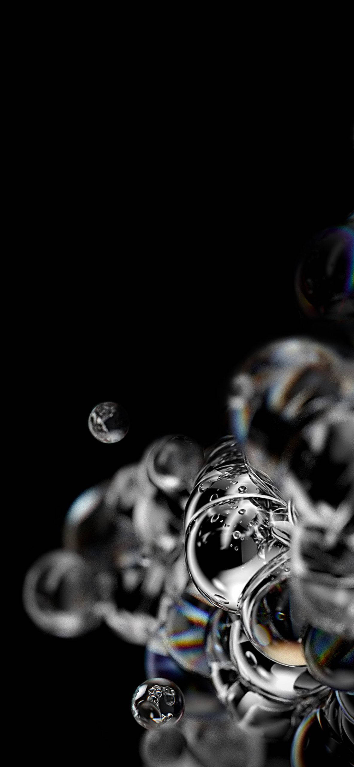 Samsung S21 Ultra, black, bubbles, 2K Phone Wallpaper