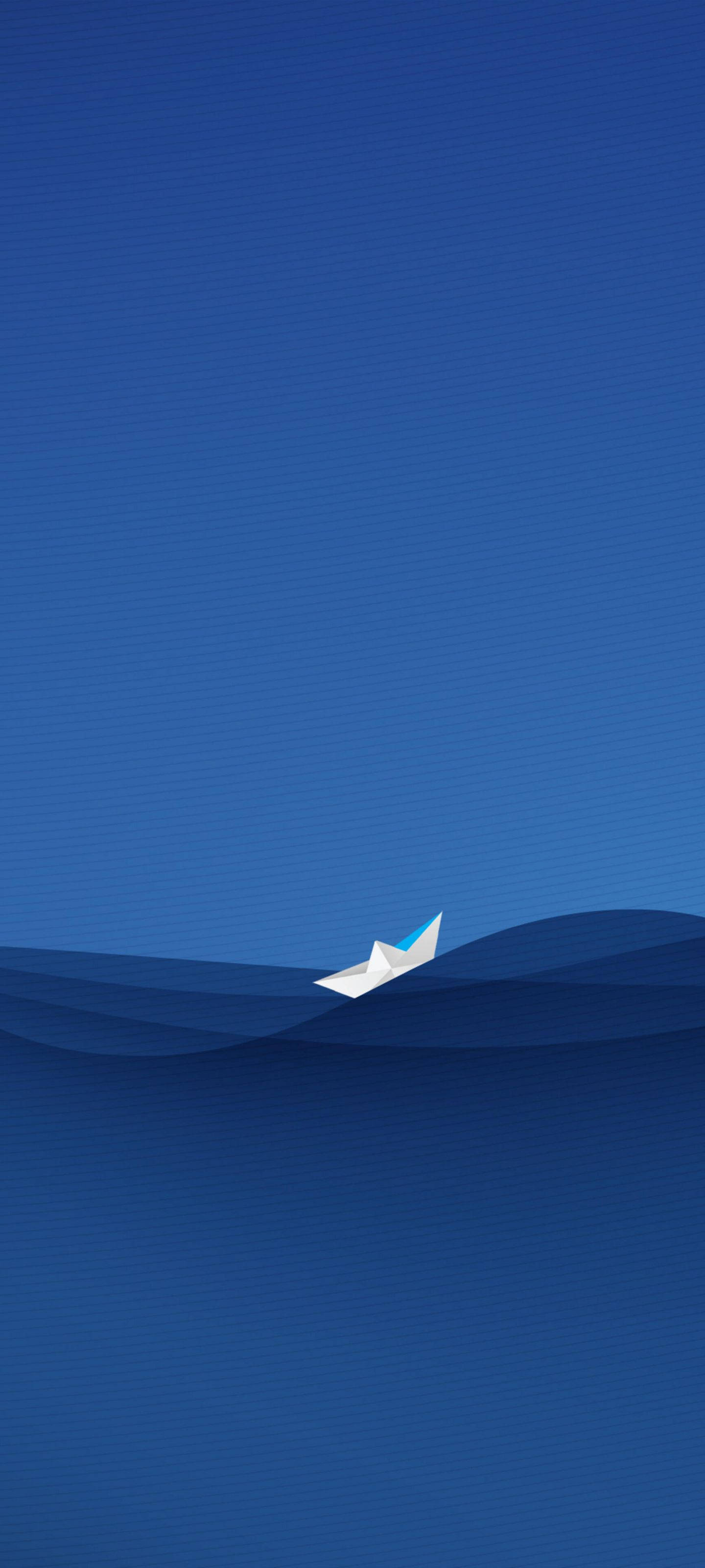 Samsung S21 Ultra, paper boat, deep blue ocean, 2K Phone Wallpaper