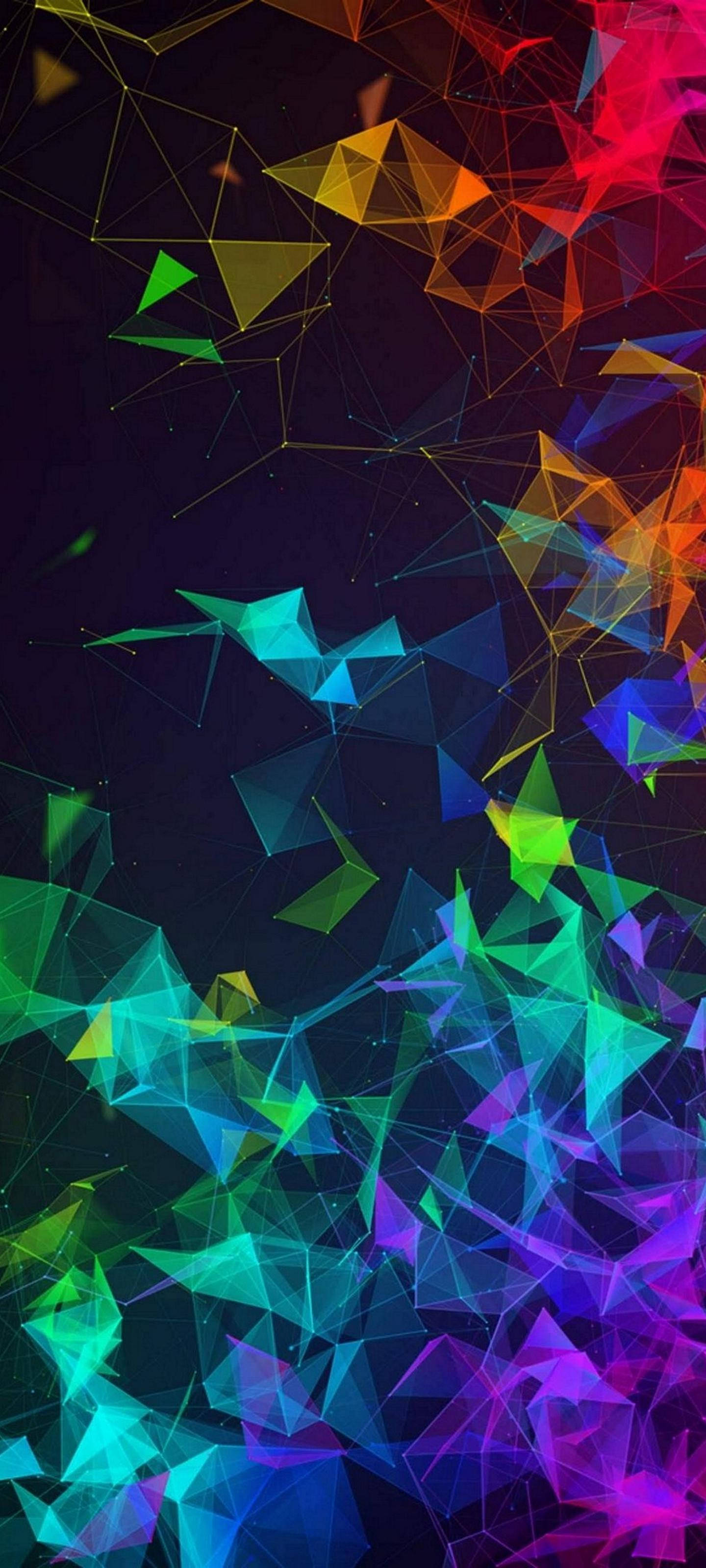 Samsung S21 Ultra, neon hues, geometric triangles, 2K Phone Wallpaper