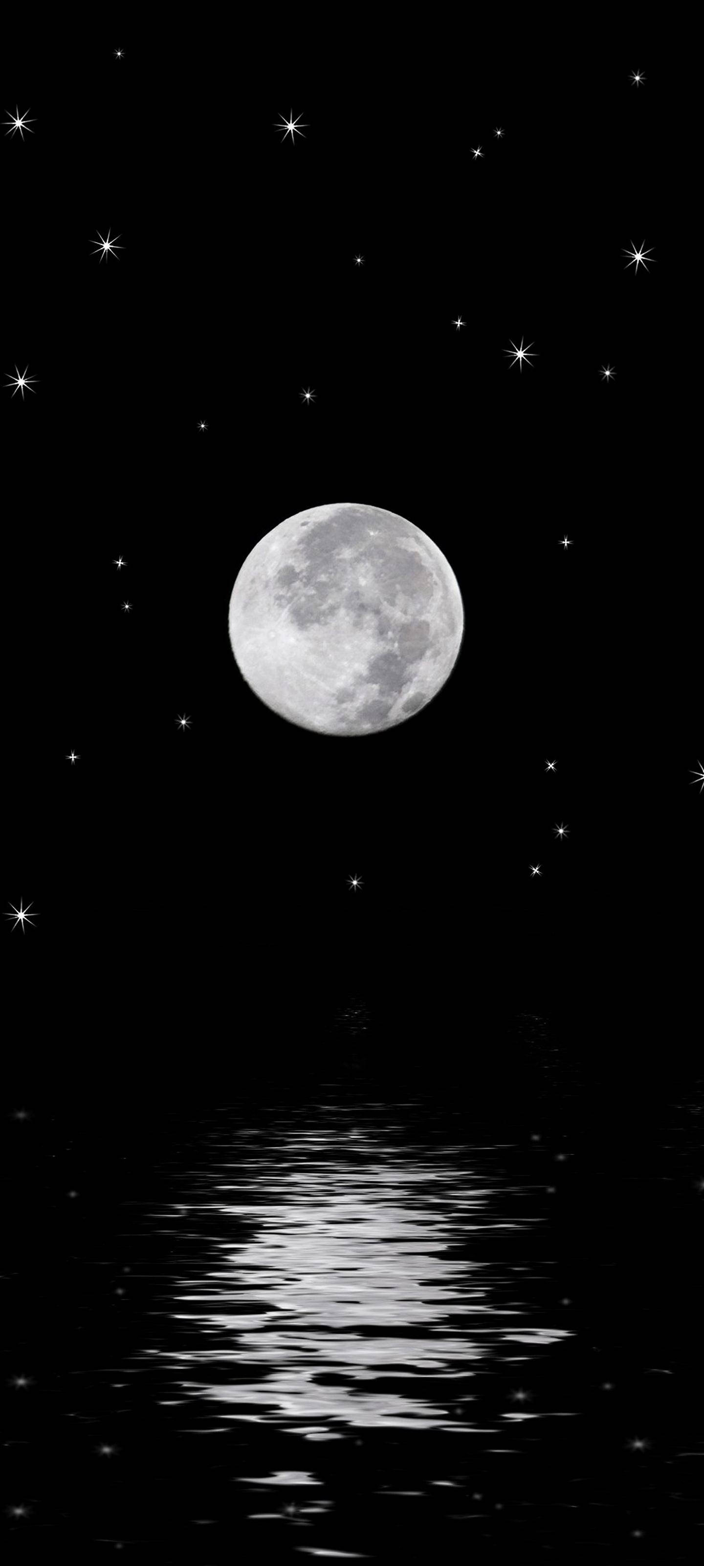 Samsung S21 Ultra, full moon, starry night sky, 2K Phone Wallpaper