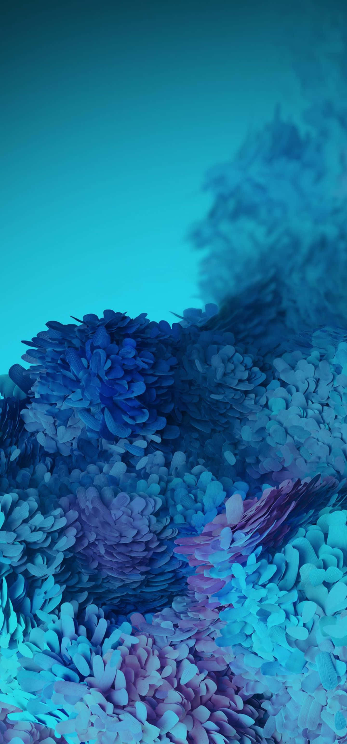 Samsung S23 Ultra, abstract blue petal gradient, teal backdrop, 2K Phone Wallpaper