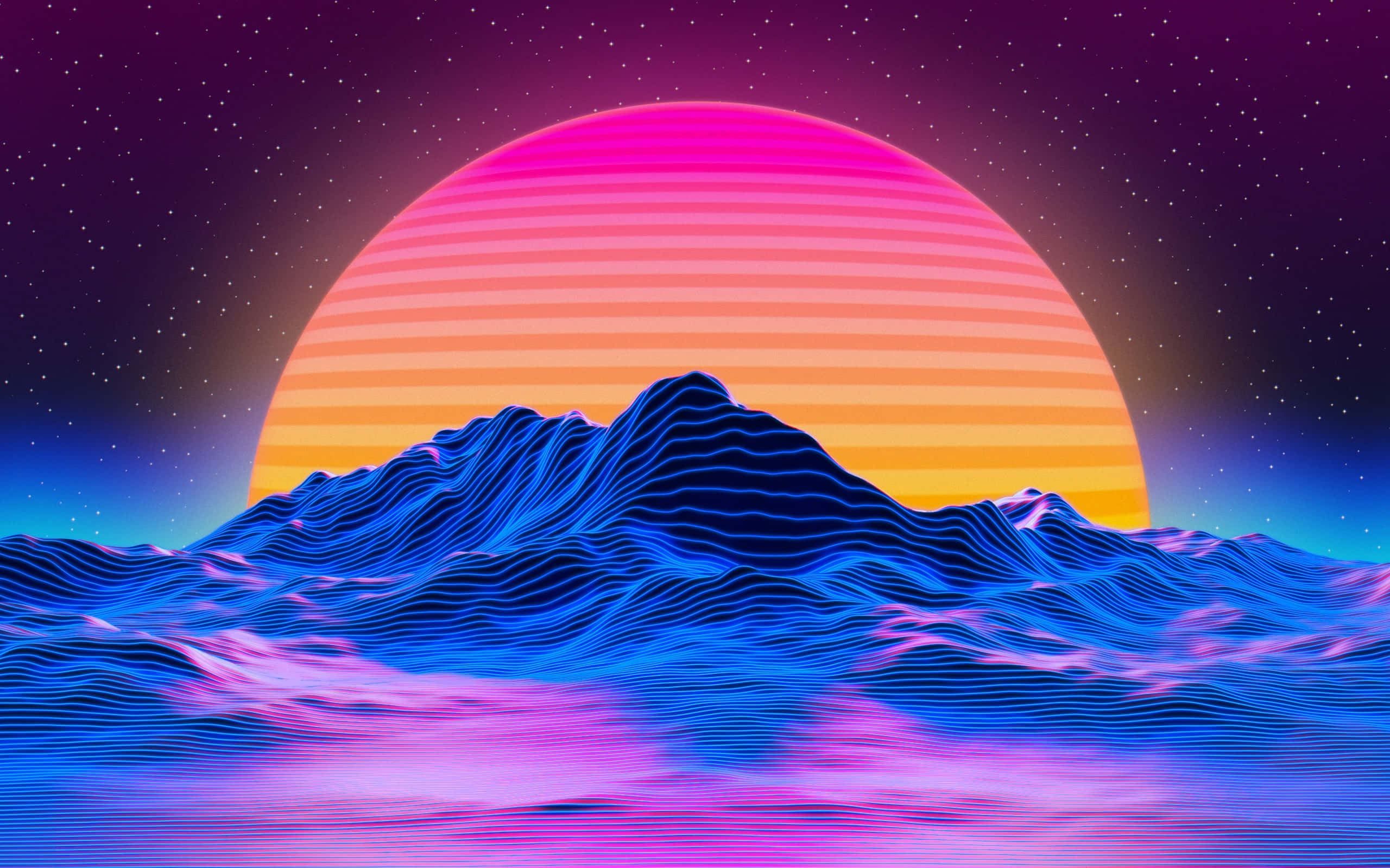 Samsung Tablet, neon sunset, pink orange stripes, 2K Desktop Wallpaper