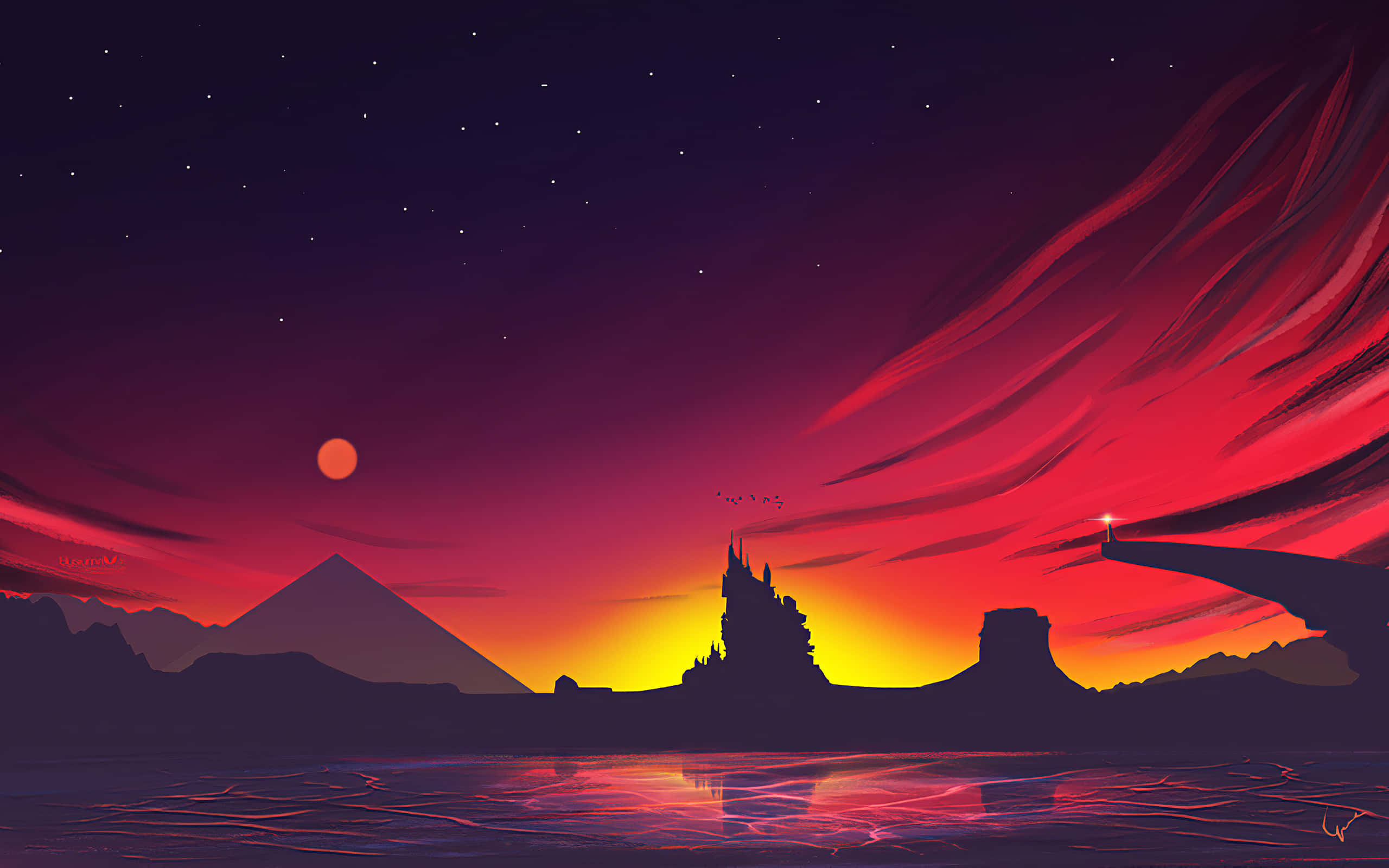 Samsung Tablet, 2560 x 1600, fiery sunset sky, 2K Desktop Wallpaper