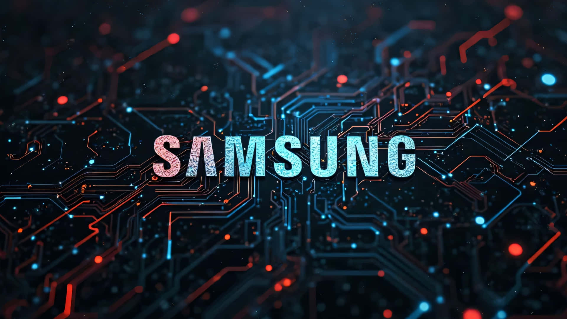 Samsung Tv Logo, textured blue and pink letters, dark circuit board, Full HD Desktop Wallpaper
