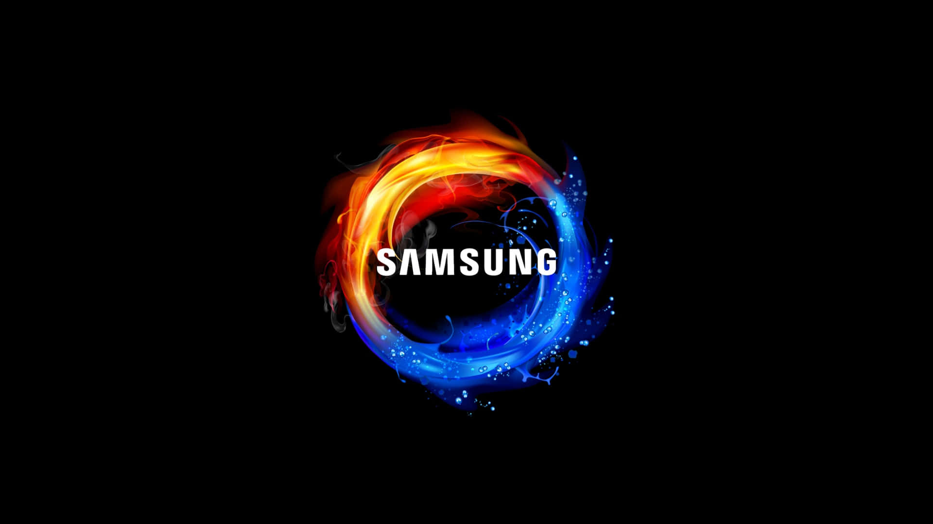 Samsung TV Logo, fiery orange, cool blue, Full HD Desktop Wallpaper