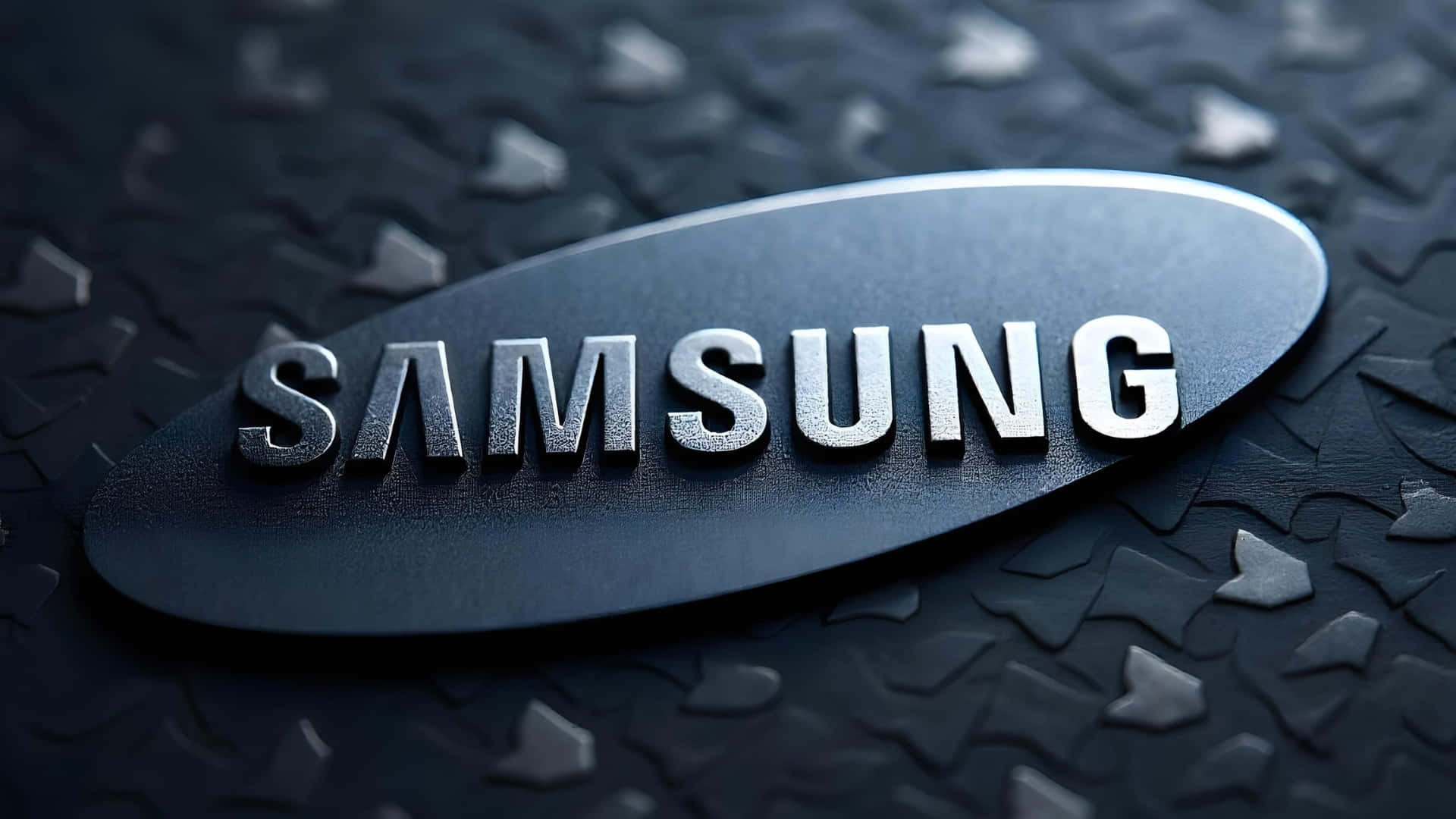 Samsung TV Logo, metallic, textured dark gray surface, Full HD Desktop Wallpaper
