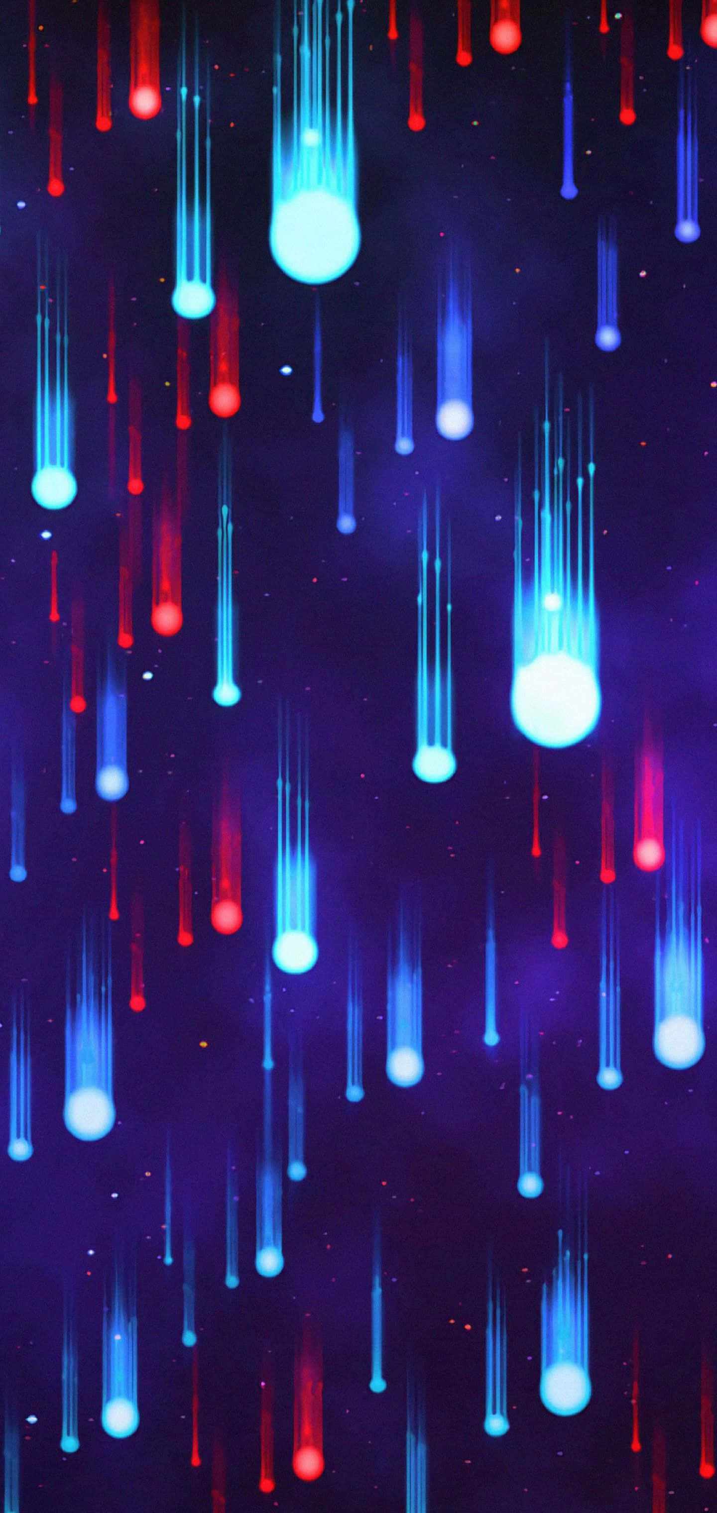 Samsung Galaxy, vibrant red, blue meteors, 2K Phone Wallpaper