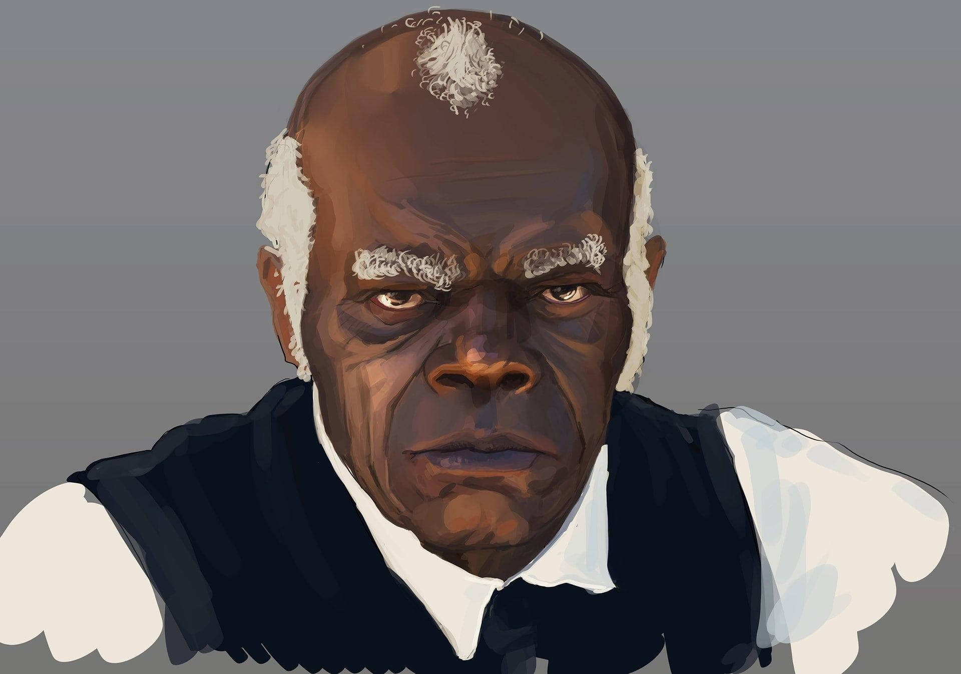 Samuel L Jackson, elderly Black man, white hair, Full HD Desktop Wallpaper