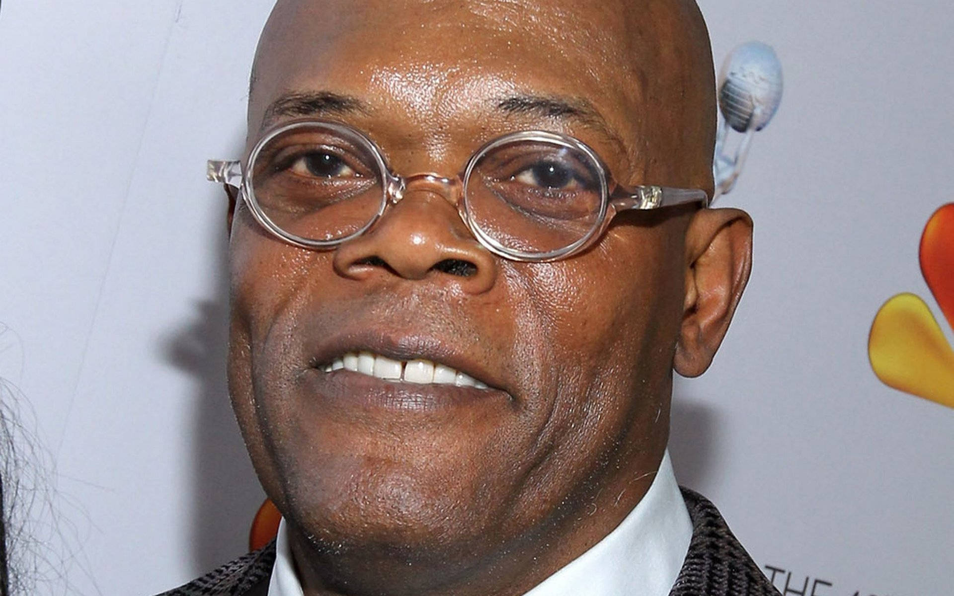 Samuel L Jackson, round glasses, red carpet event, Full HD Desktop Wallpaper