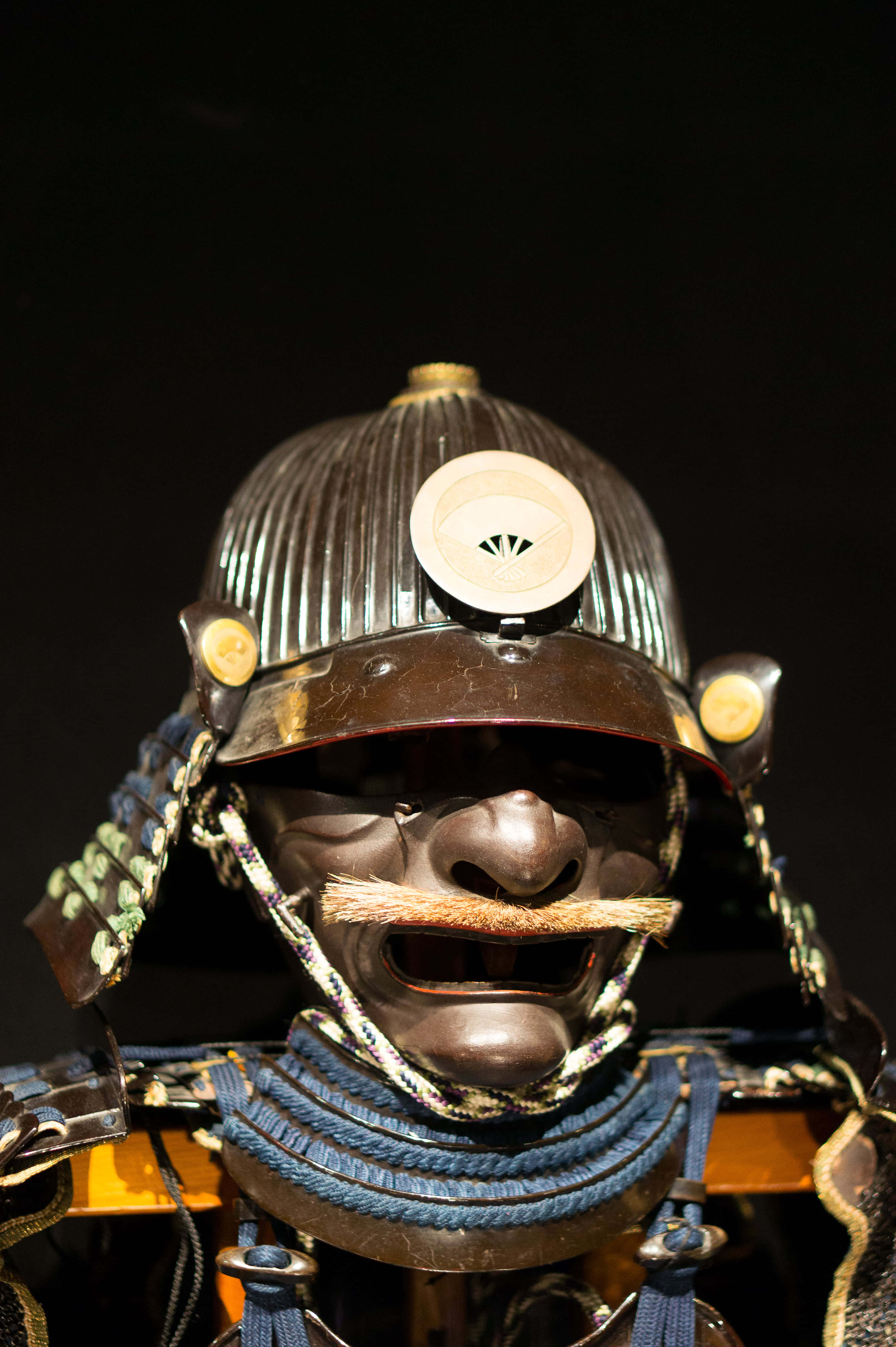 samurai armor, blue rope, face mask, 4K Phone Wallpaper