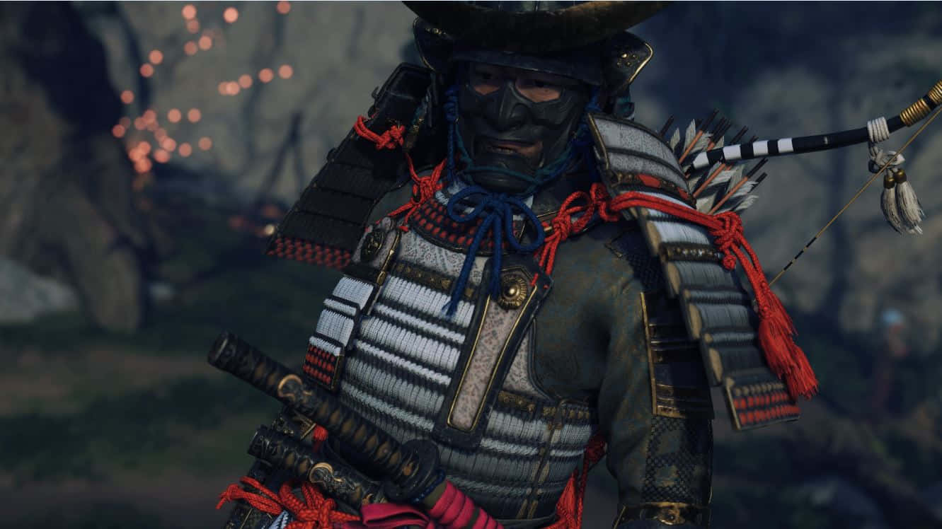 samurai armor, bow and arrows, forest backdrop, HD Desktop Wallpaper