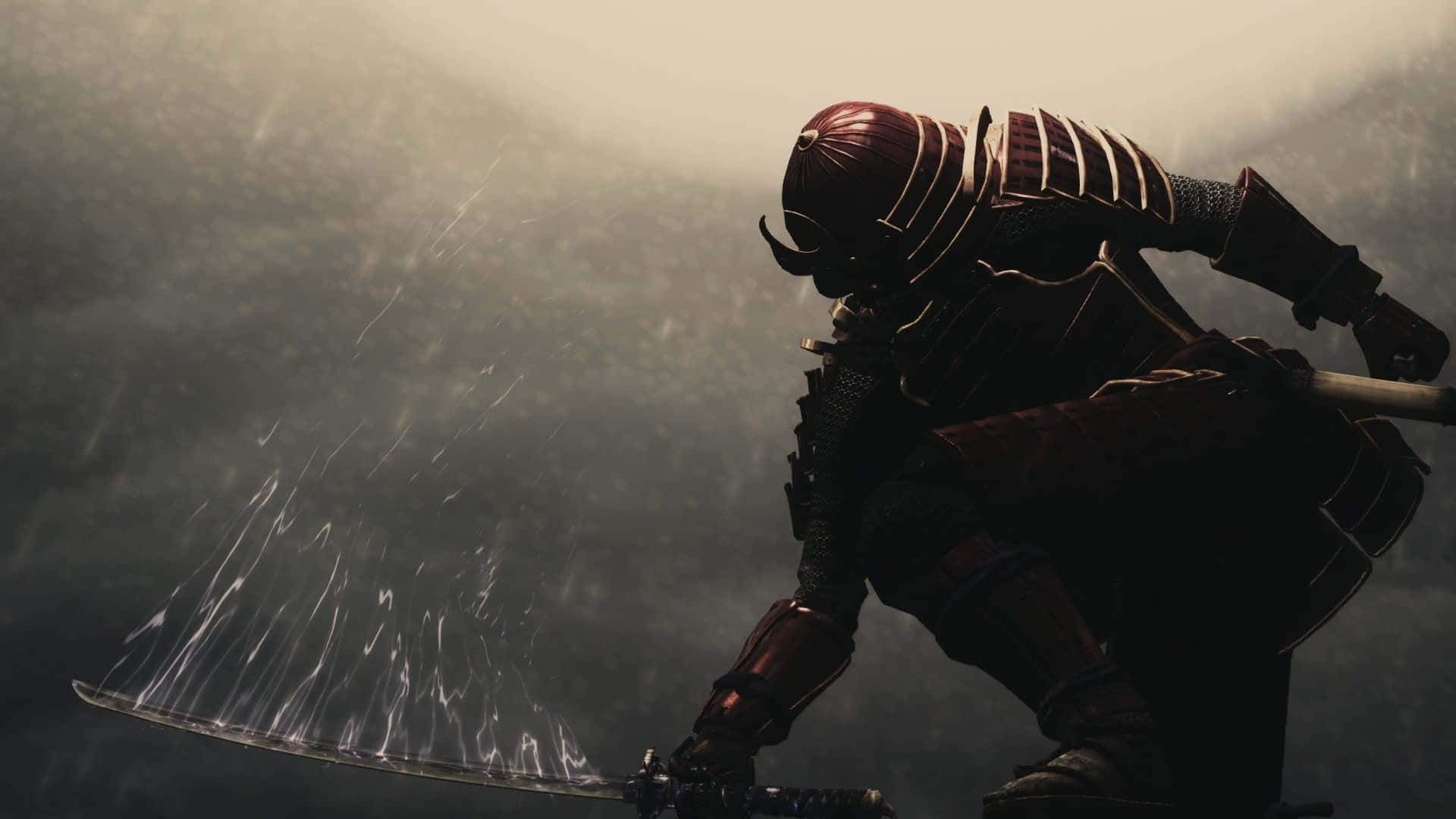 samurai armor, dark armor, sword, Full HD Desktop Wallpaper