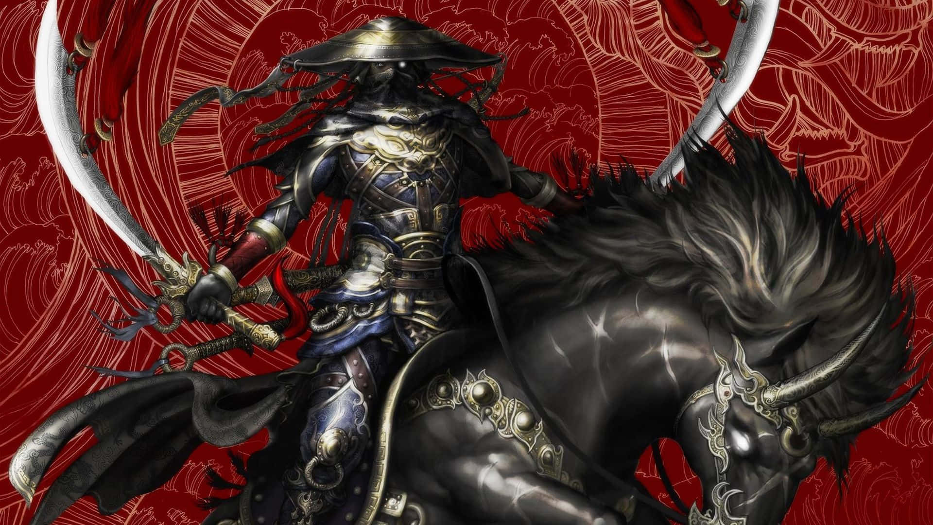 samurai armor, silver armor, curved swords, Full HD Desktop Wallpaper