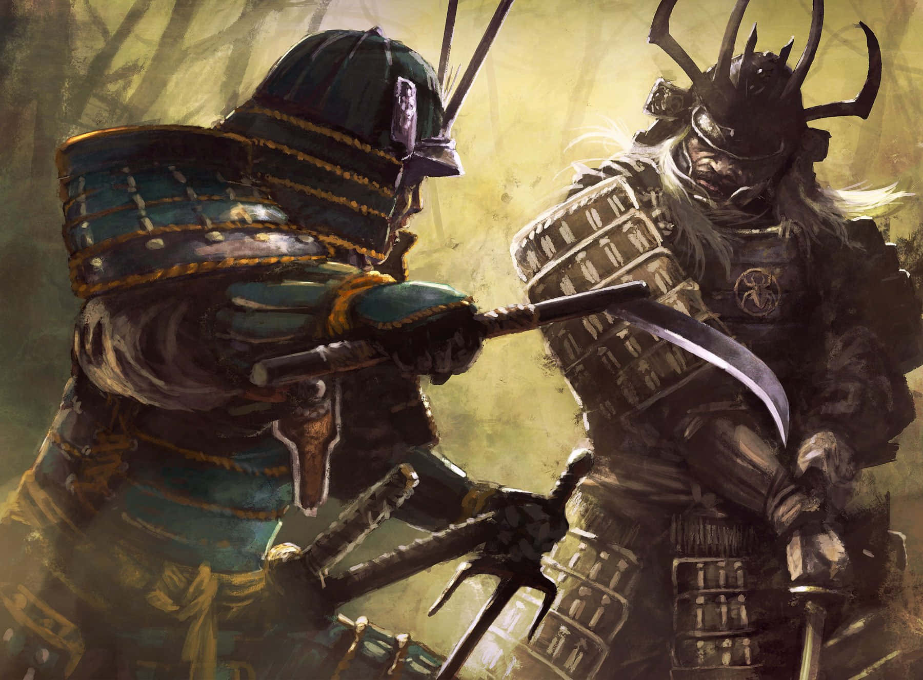 samurai armor, traditional samurai armor, golden light, HD Desktop Wallpaper