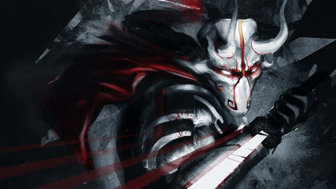 fierce samurai, traditional armor, white horns, HD Desktop Wallpaper