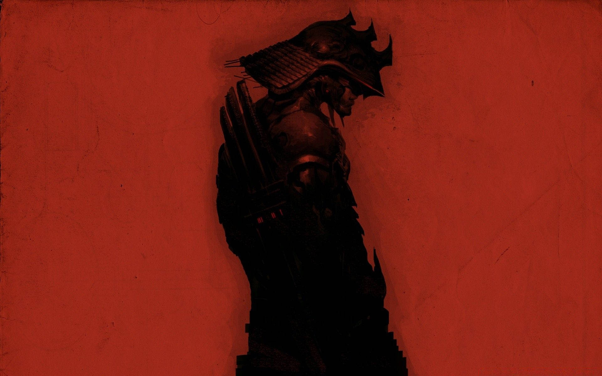 samurai warrior, dark armored, blood red background, Full HD Desktop Wallpaper