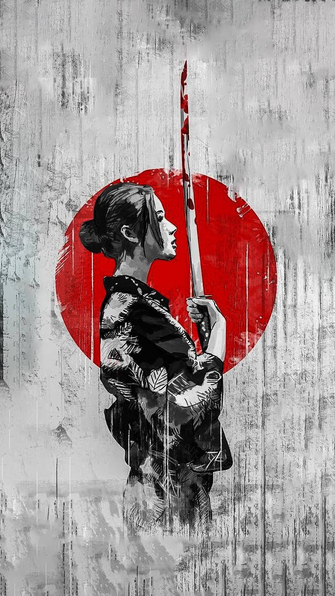 samurai art, warrior woman, traditional attire, Full HD Phone Wallpaper