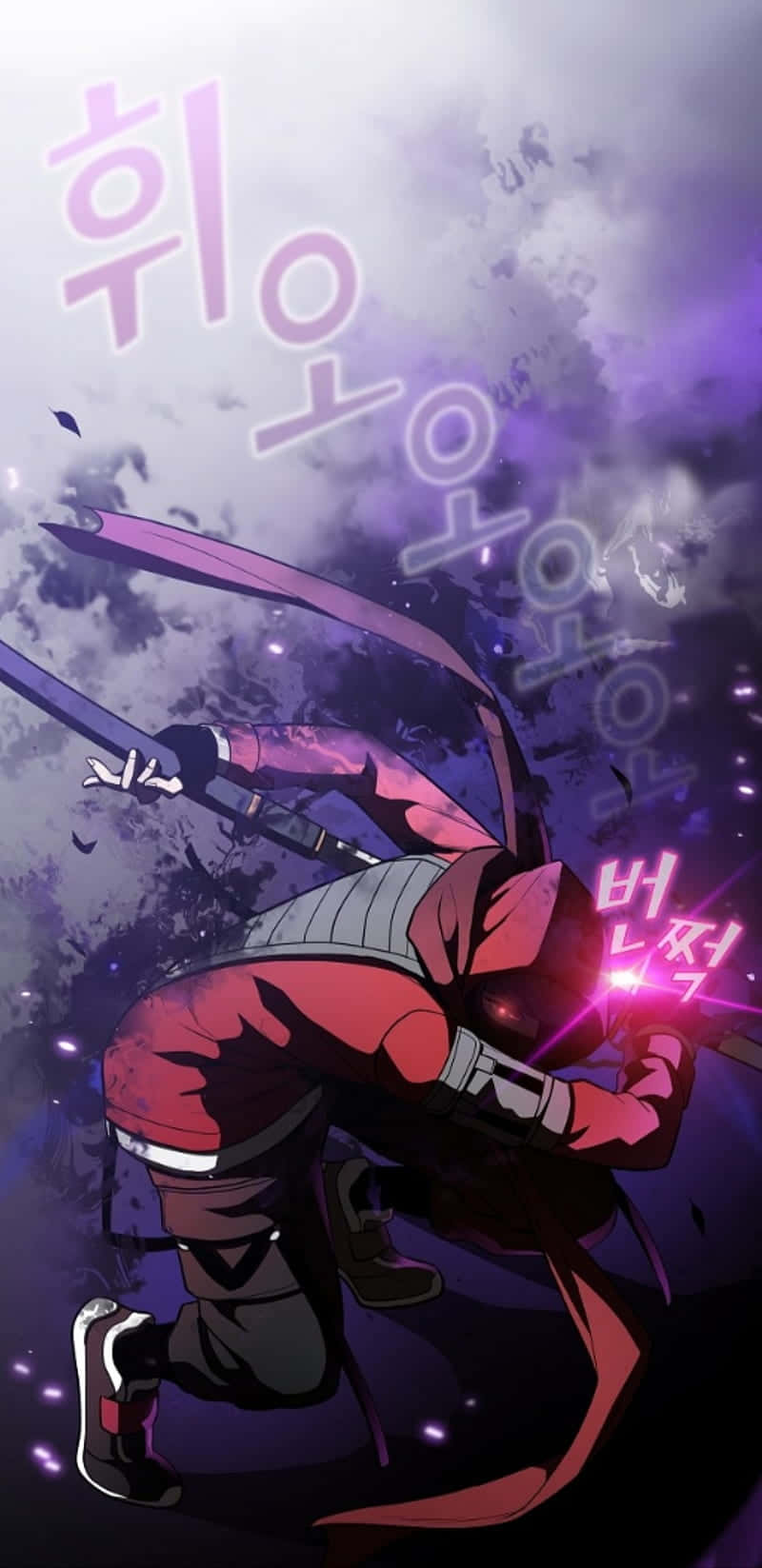 Samurai Anime Ninja Warrior, red and gray armor, glowing sword, HD Phone Wallpaper