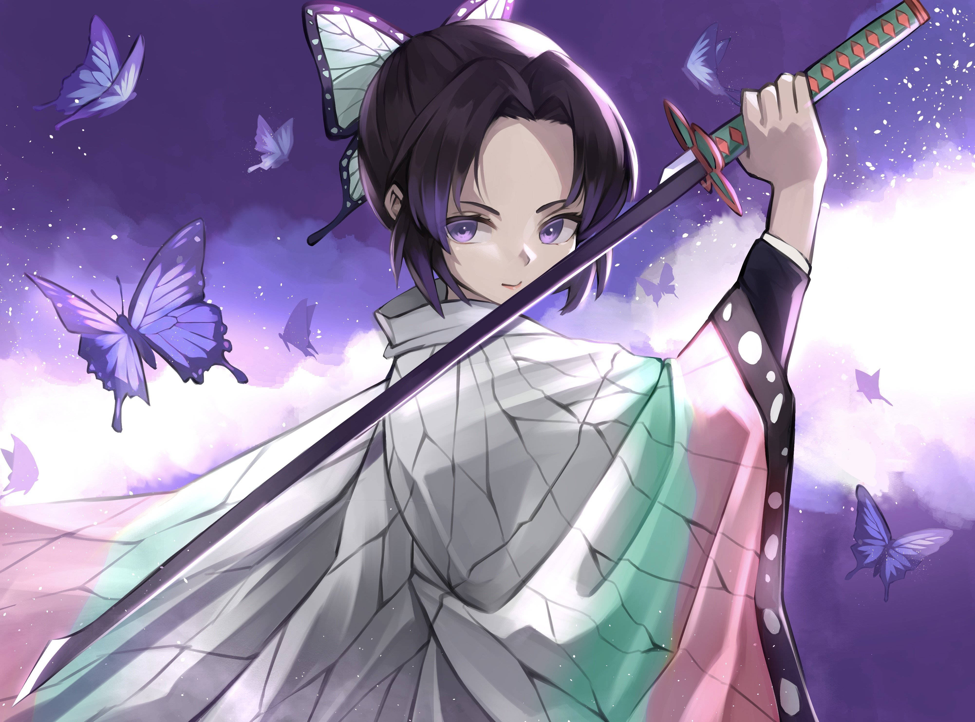 Samurai Art, katana, butterfly wings, 4K Desktop Wallpaper