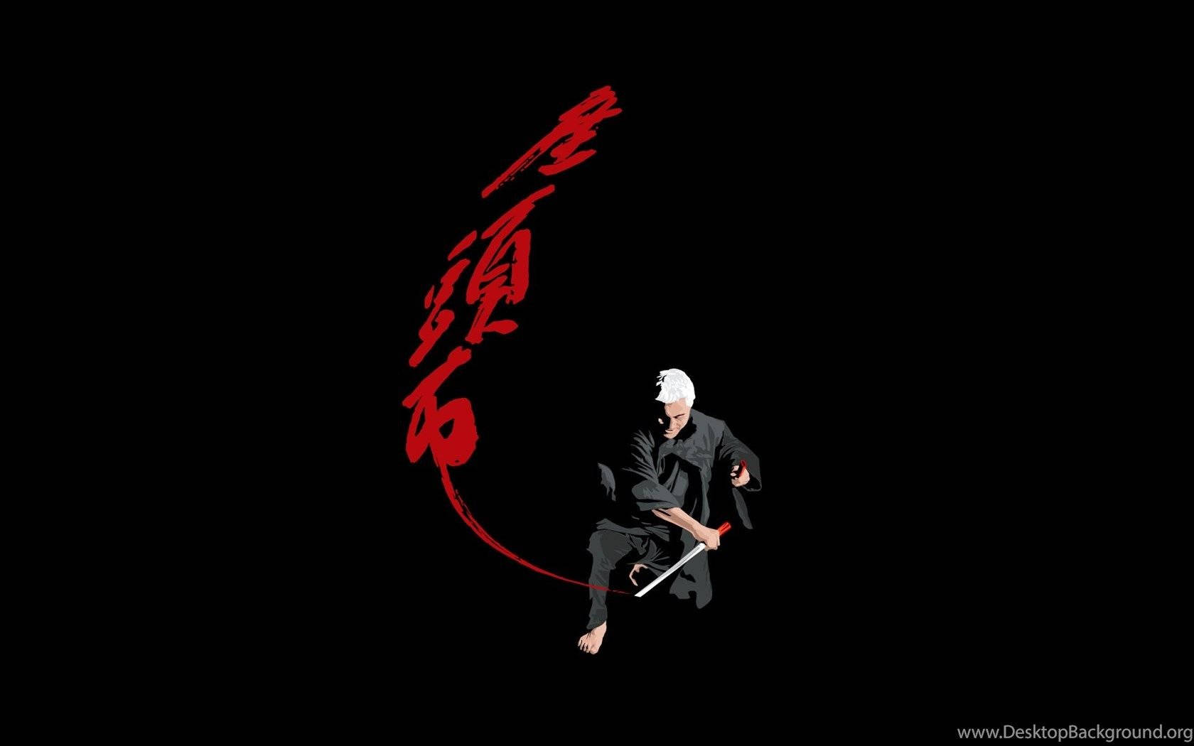 samurai, white hair, black robe, HD Desktop Wallpaper