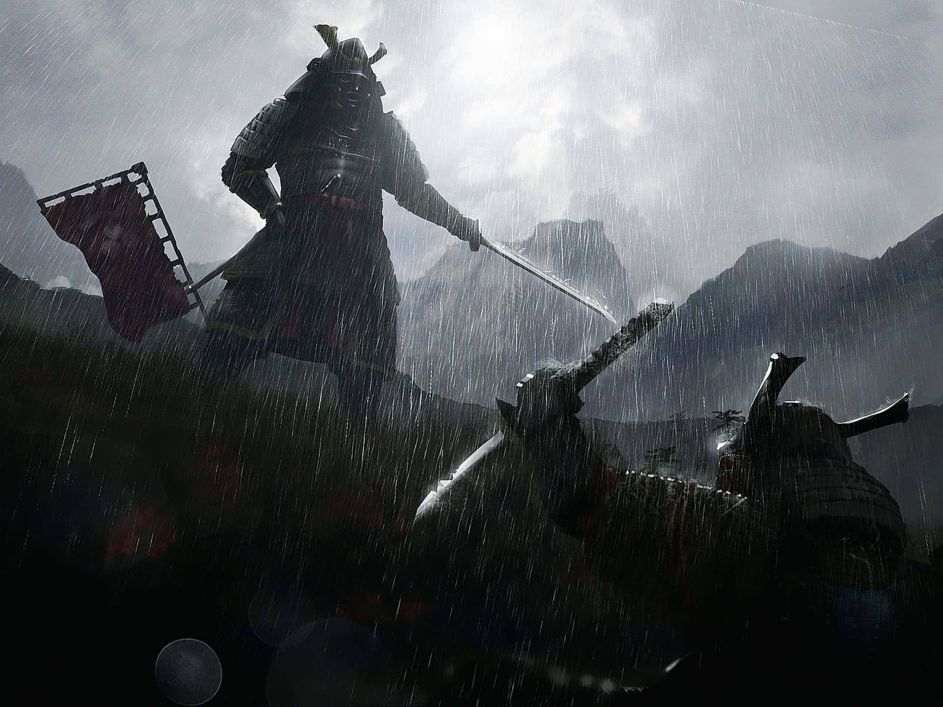 samurai warrior, sword, fallen enemy, Full HD Desktop Wallpaper