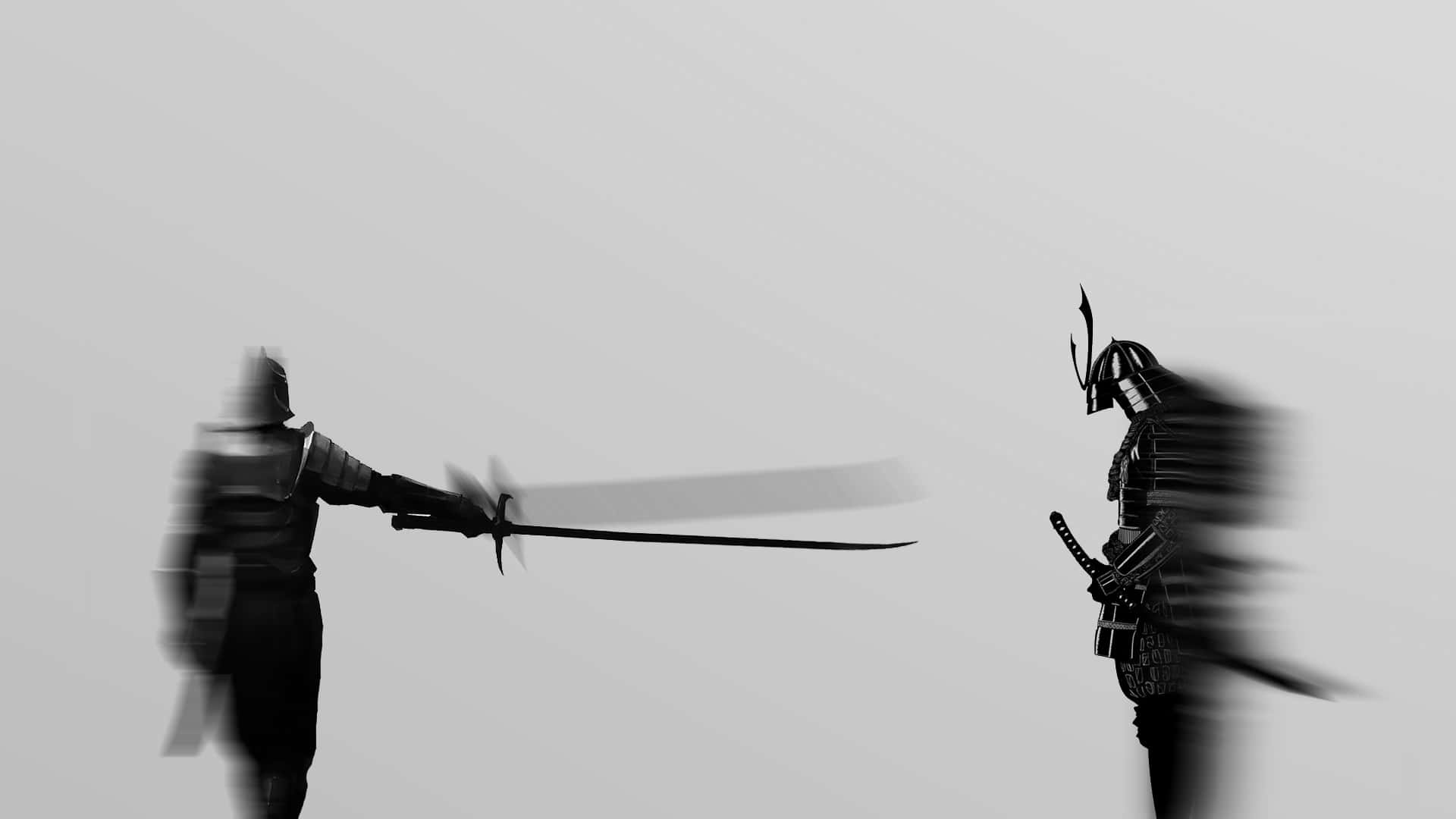 samurai, full armor, clash swords, Full HD Desktop Wallpaper