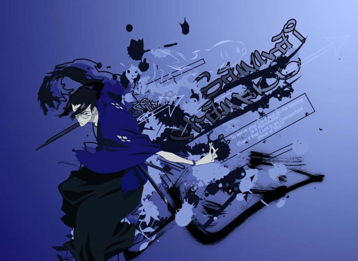 Samurai Champloo Jin, blue robe, sword, SD Desktop Wallpaper