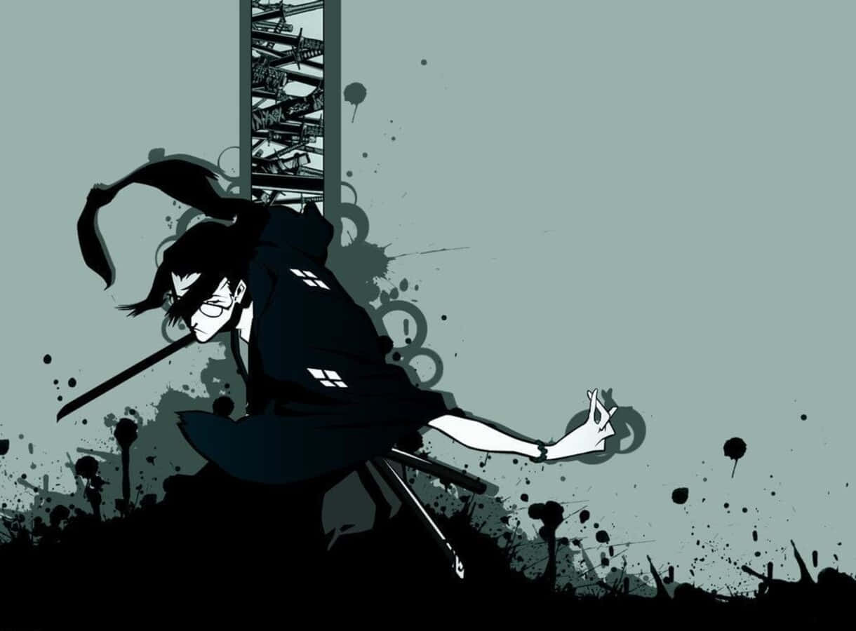 Jin, Samurai Champloo, black and white, SD Desktop Wallpaper