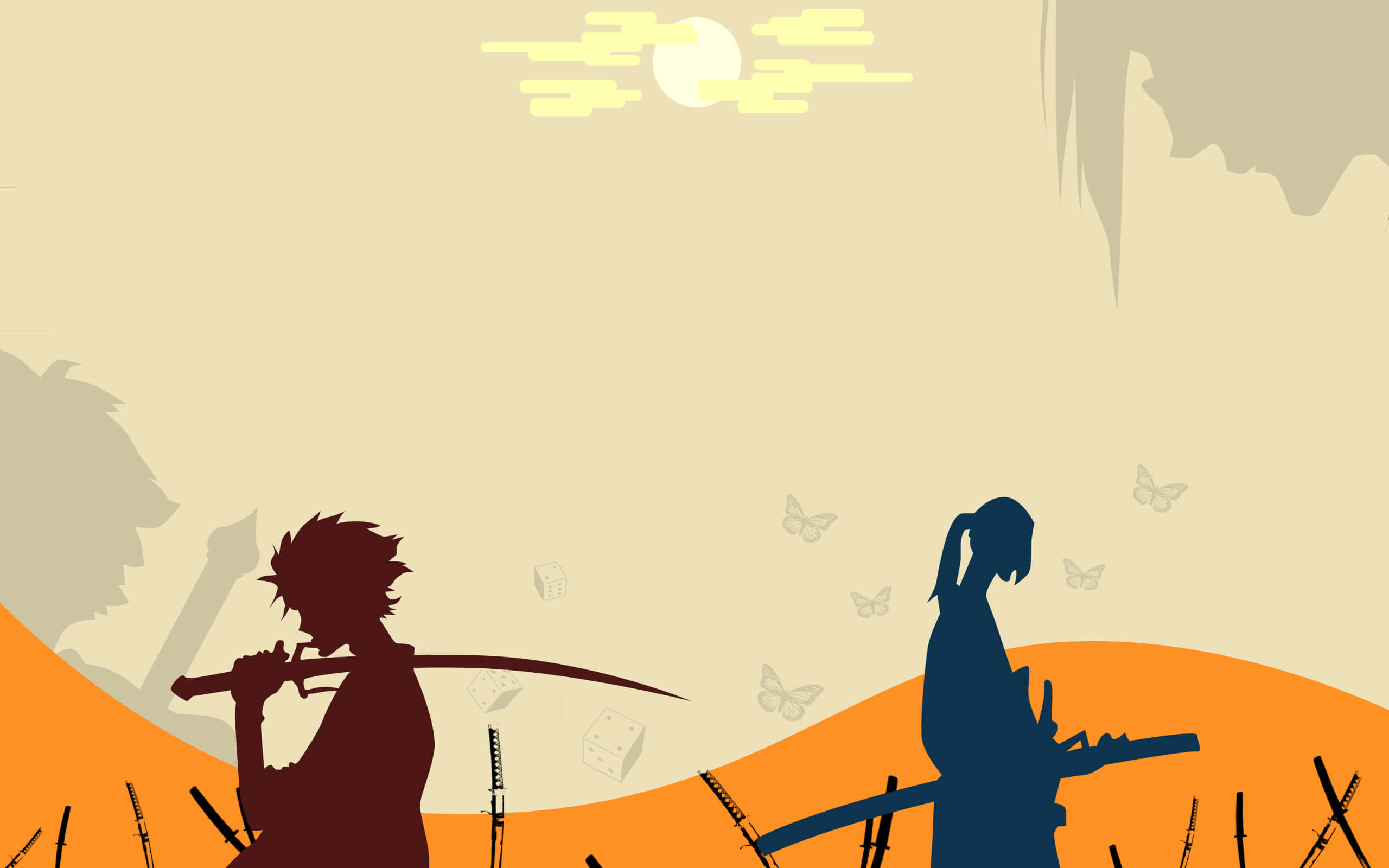 Samurai Champloo, silhouette, swordsmen, 2K Desktop Wallpaper
