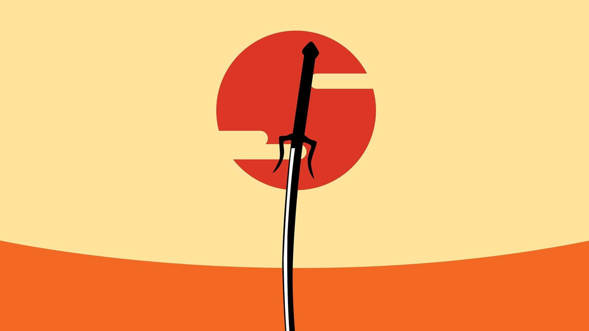 Samurai Champloo Swords, black katana sword, red sun, Full HD Desktop Wallpaper