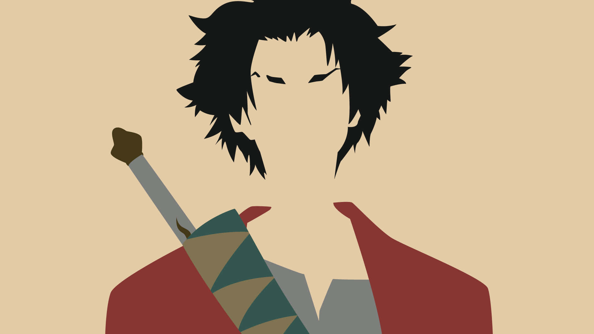 Samurai Champloo, minimalist art, spiky black hair, Full HD Desktop Wallpaper