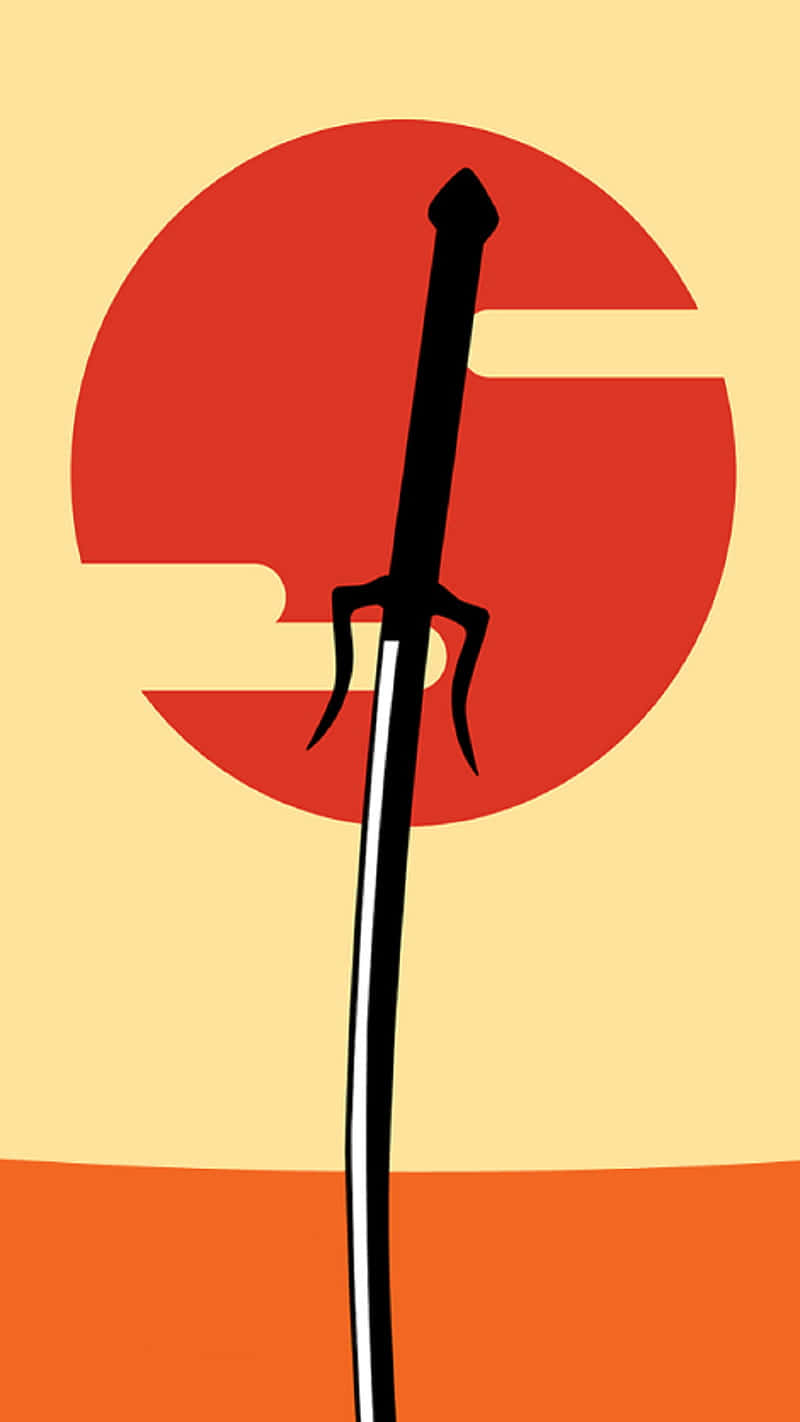 samurai sword, katana, red sun, HD Phone Wallpaper