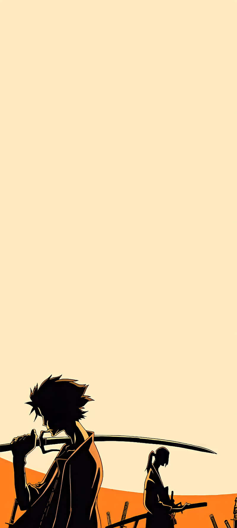 Samurai Champloo, silhouettes, orange, HD Phone Wallpaper