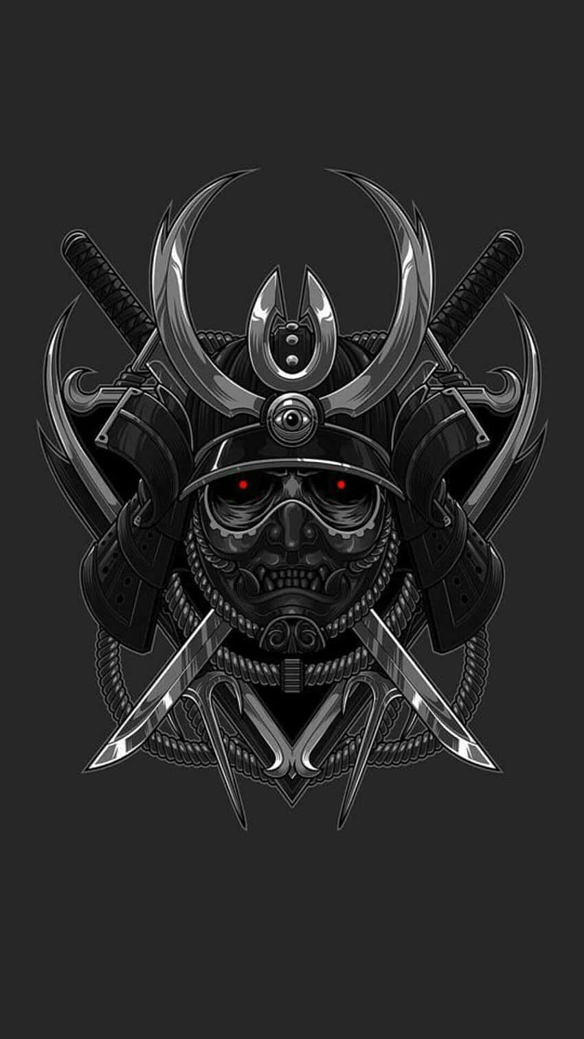 samurai helmet, black armor, glowing red eyes, HD Phone Wallpaper