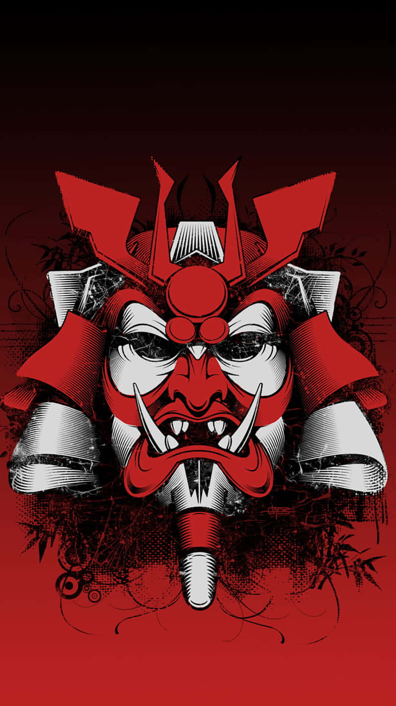 samurai helmet, red and black, sharp teeth, HD Phone Wallpaper