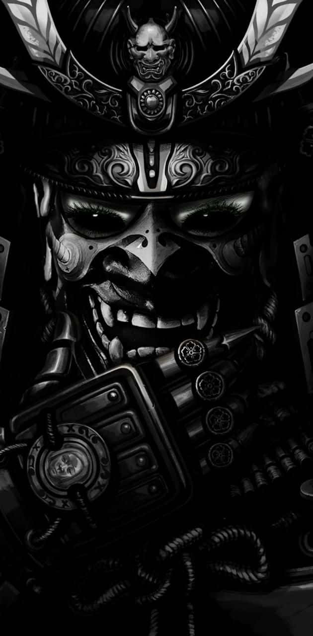 samurai helmet, ornate black armor, skull mask, HD Phone Wallpaper