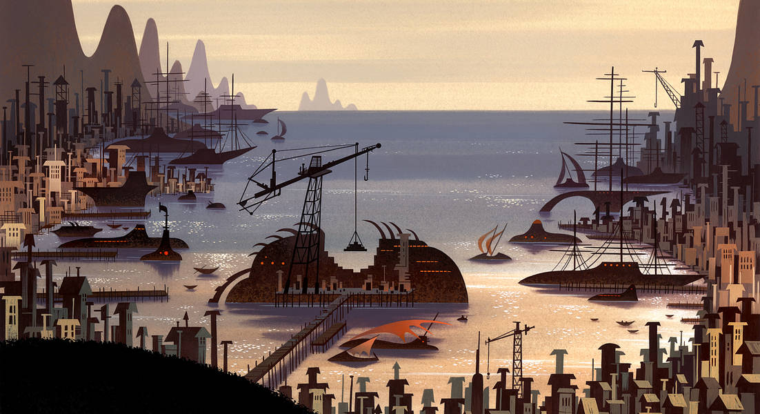 Samurai Jack, sunset, glowing waterfront, SD Desktop Wallpaper