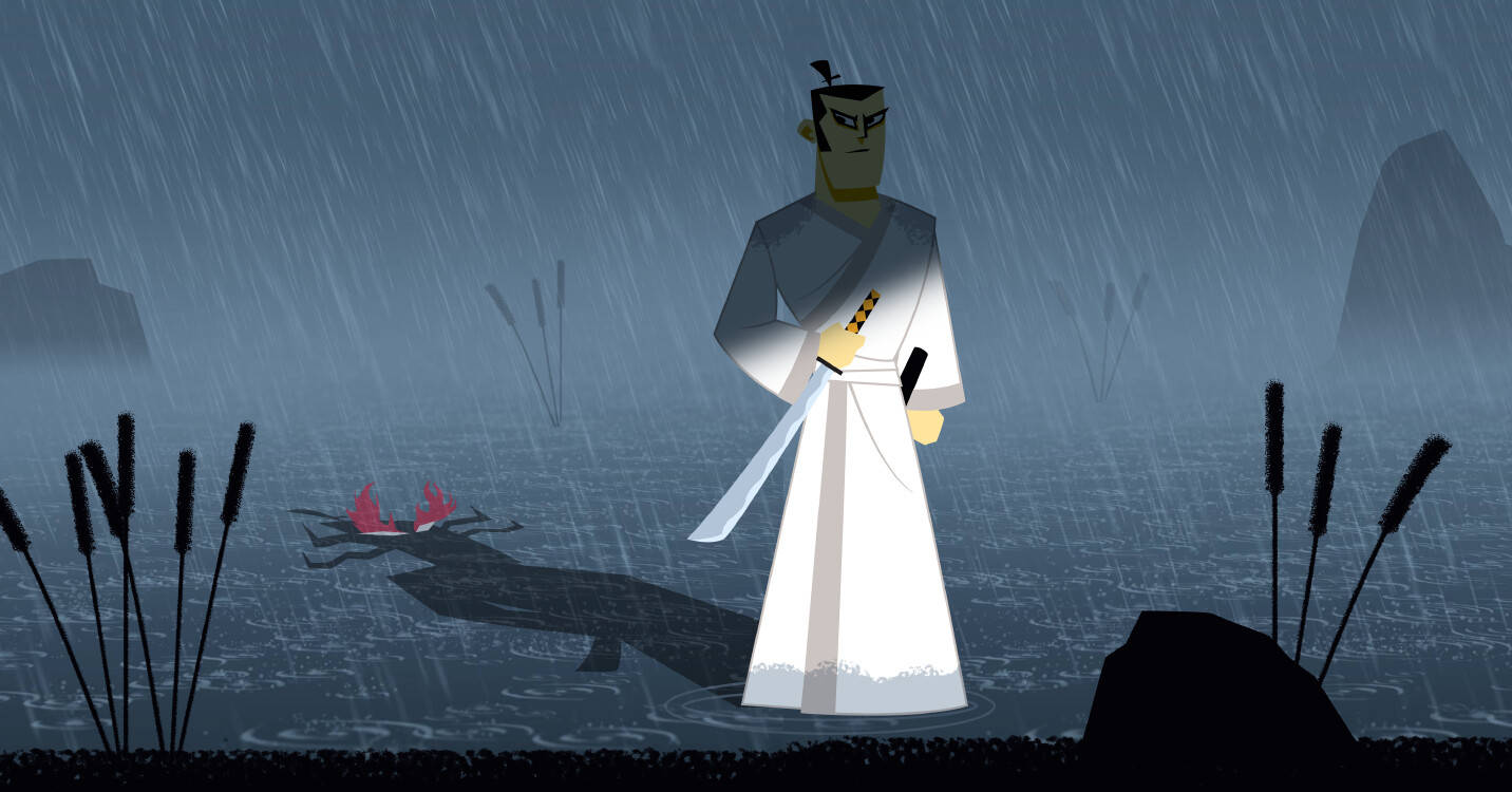 Samurai Jack, white robes, sword, HD Desktop Wallpaper