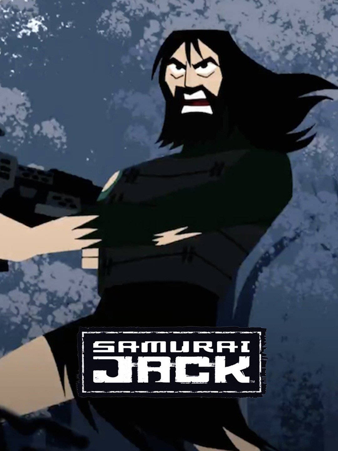 Samurai Jack, weapon phone, textured blue-gray background, HD Phone Wallpaper
