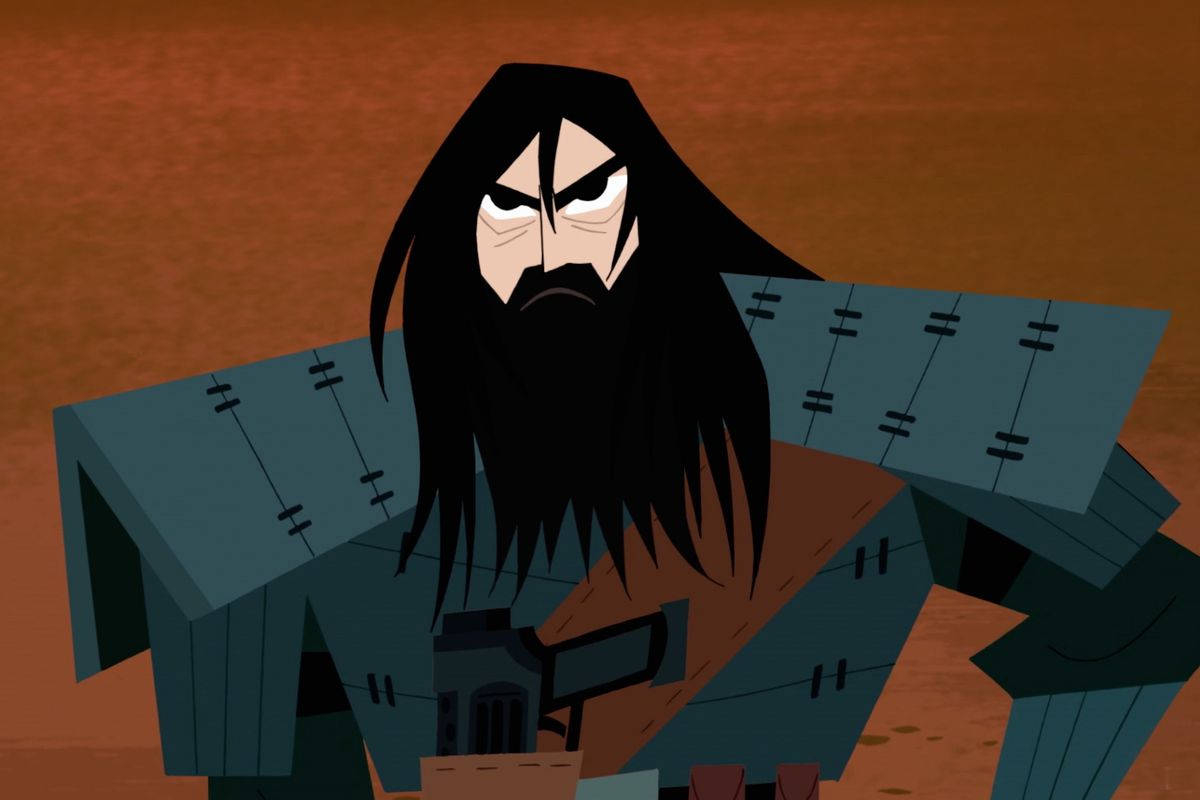 Samurai Jack, battle armor, long black hair, SD Desktop Wallpaper