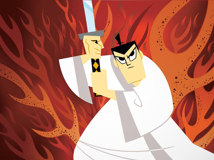 Samurai Jack, battle stance, white robes, SD Desktop Wallpaper