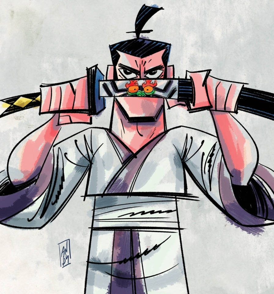 Samurai Jack, katana, traditional armor, SD Phone Wallpaper