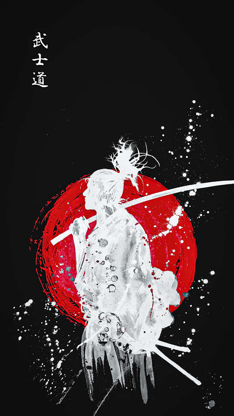 Samurai jack, white ink warrior, bold red circle, HD Phone Wallpaper