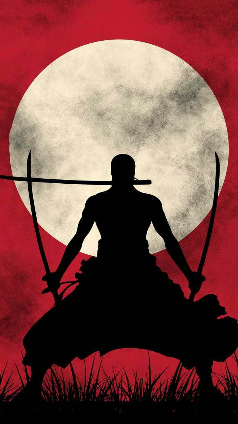 samurai warrior, two swords, large textured moon, HD Phone Wallpaper