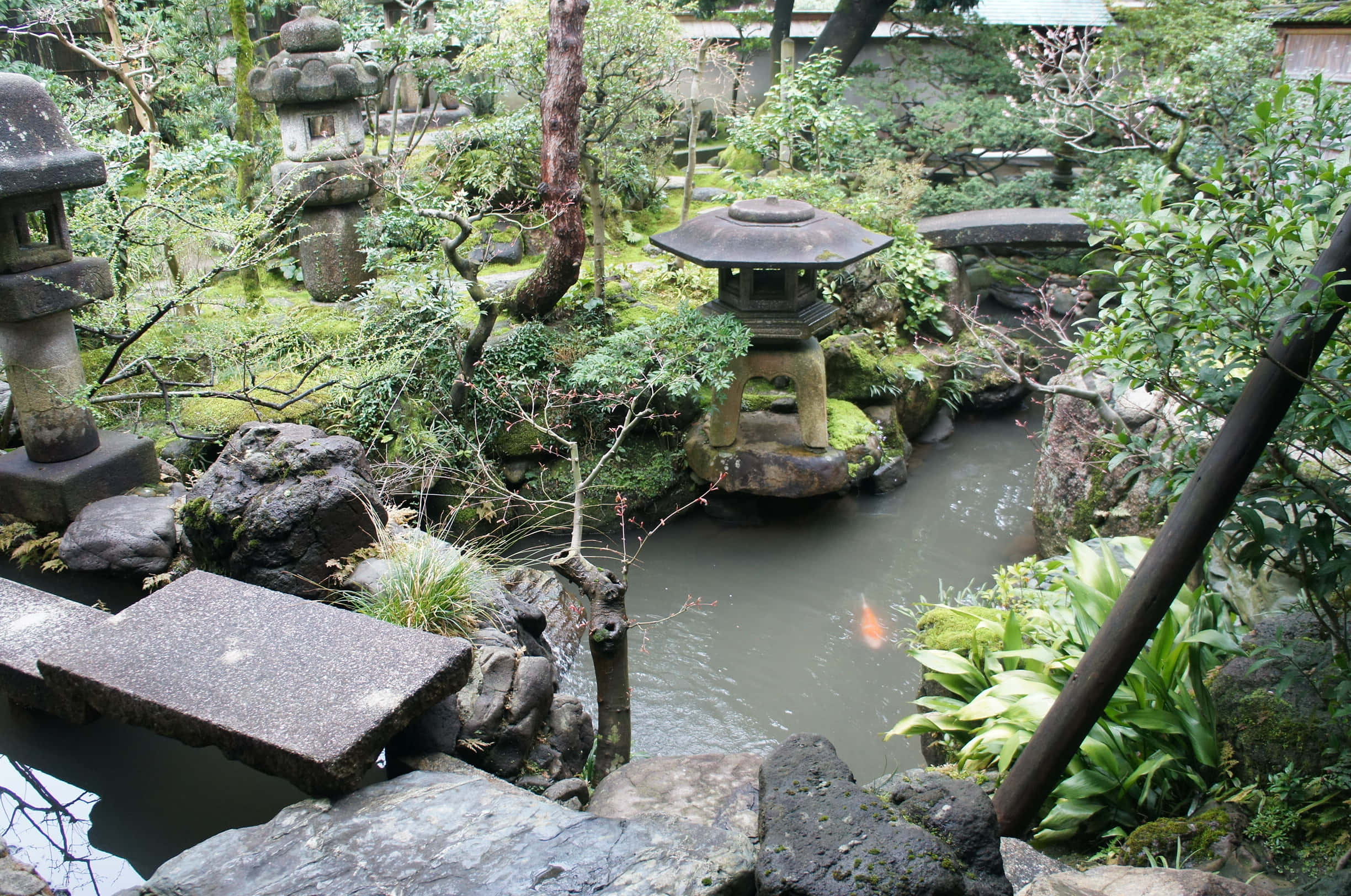 samurai garden, Japanese garden, mossy stones, Full HD Desktop Wallpaper