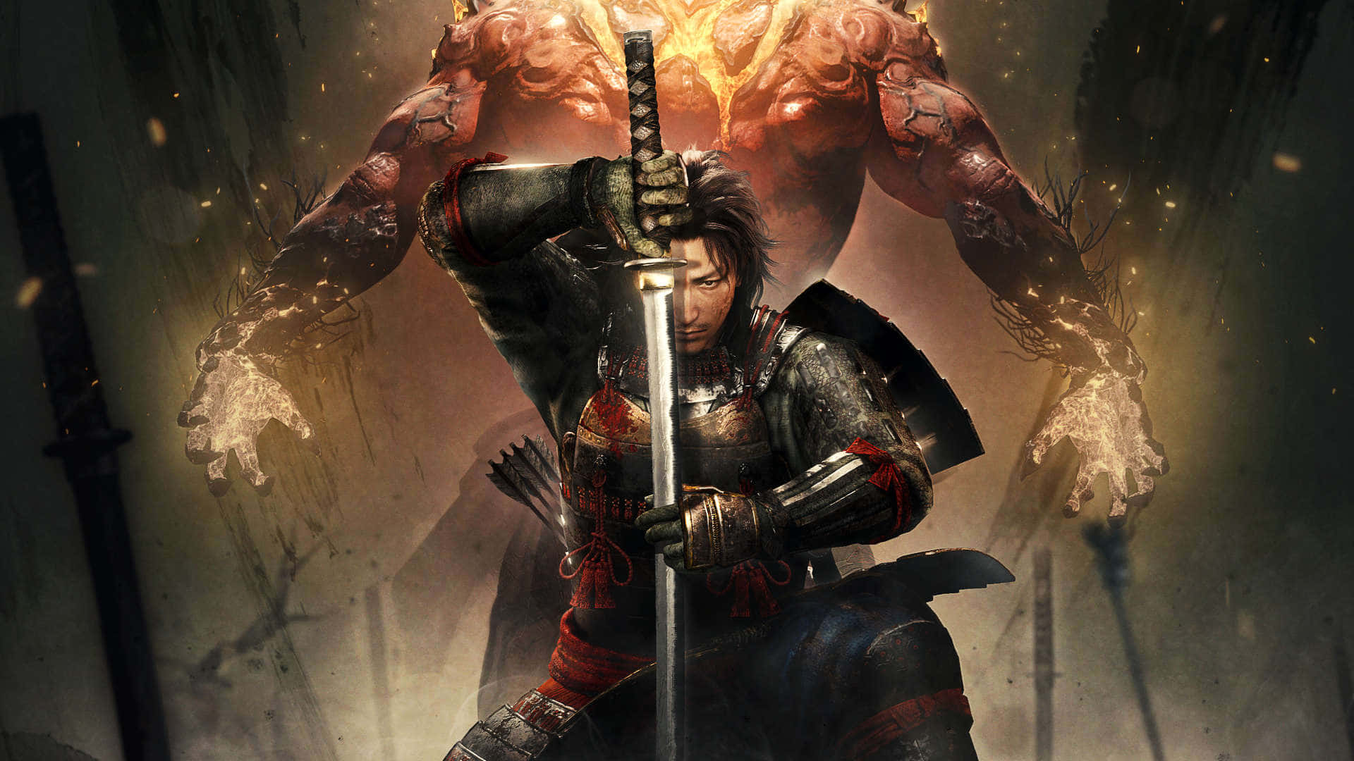 samurai warrior, dark armor, sword, Full HD Desktop Wallpaper