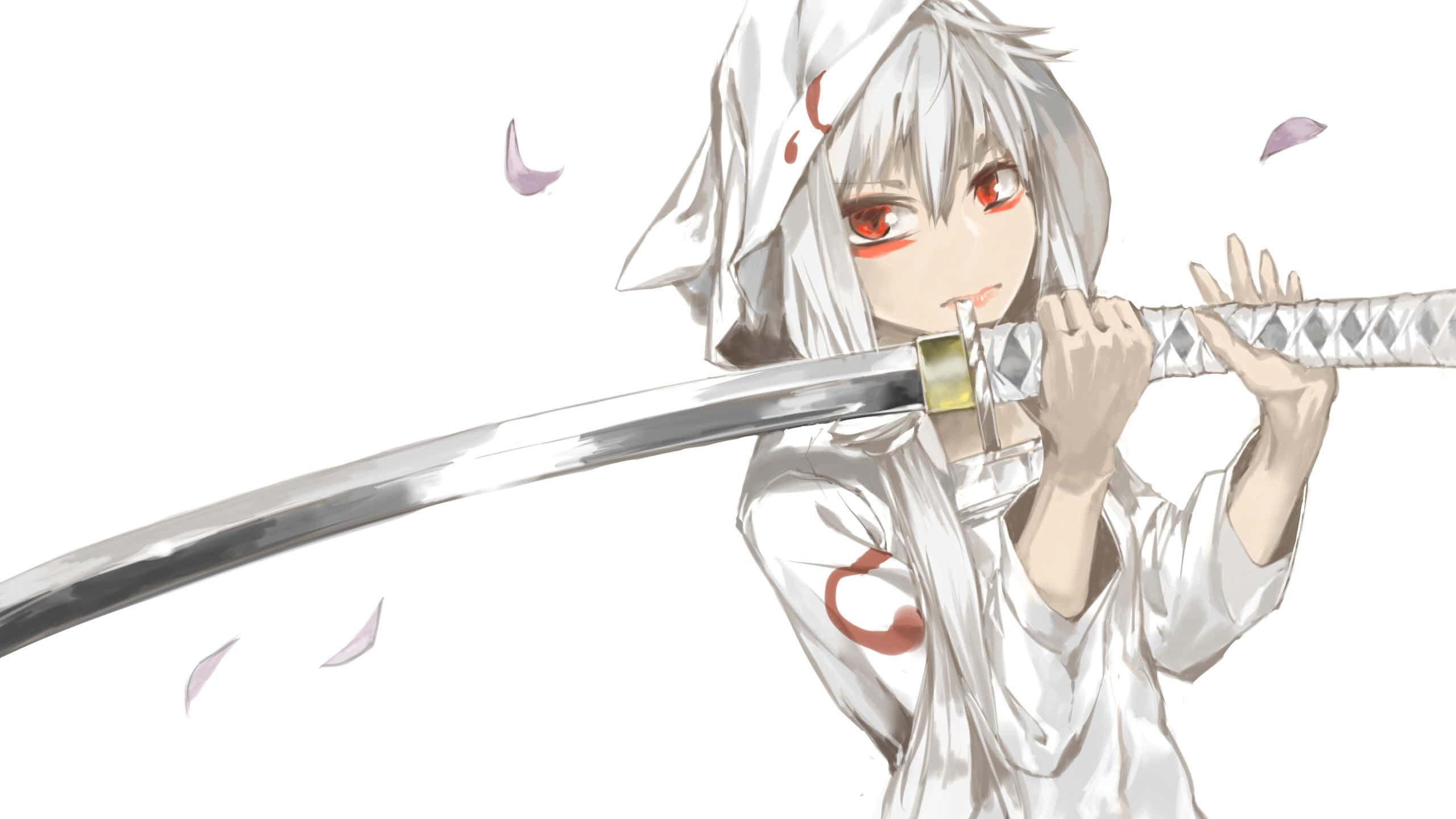 samurai sword, katana, anime girl, 2K Desktop Wallpaper