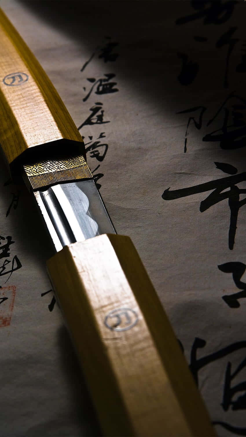 Samurai Sword, traditional Japanese knife, wooden handle, HD Phone Wallpaper